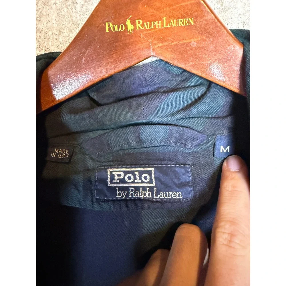 Polo Ralph Lauren Blackwatch Plaid Robe Mens Medium Green Navy Made in USA